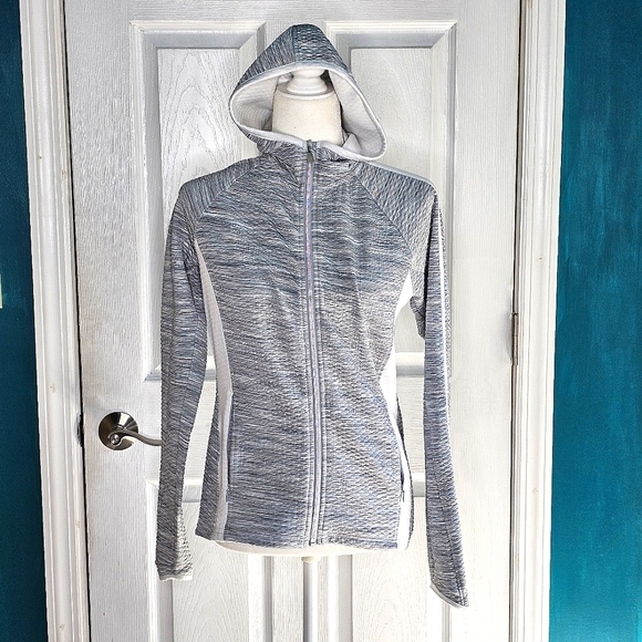 Athleta Gray and White Zip Up Hoodie Jacket Small EUC - Picture 10 of 15